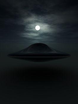 A view of a UFO at night.