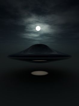 A view of a UFO at night.
