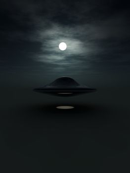 A view of a UFO at night.