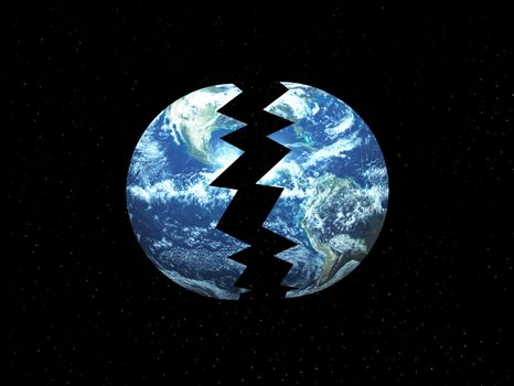 Concept image showing the Earth Split in two.