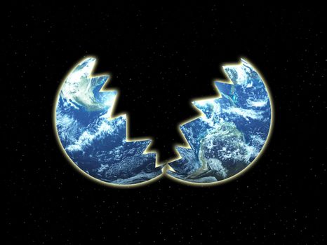 Concept image showing the Earth Split in two.