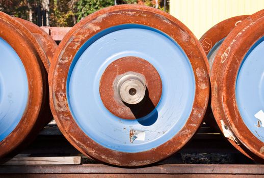 New wheels that will be used on an old steam engine train