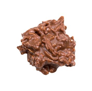 A chocolate candy cluster isolated over a white background