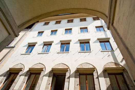 Rows of windows on building, Florence Italy