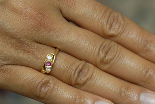 A women wearing an engagement ring for her  Valentine