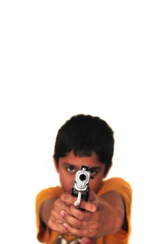 an young kid holding gun symbolizing gun culture prevalent at schools