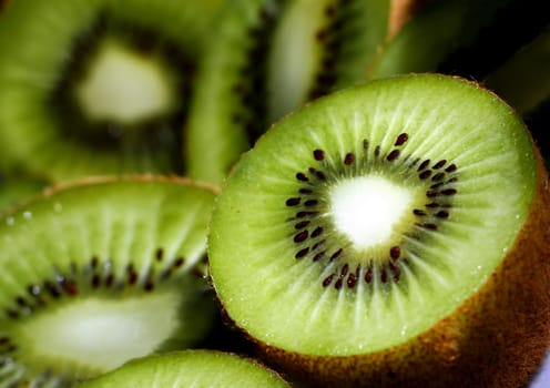 Food Kiwi Fruit slices background.Close-up.