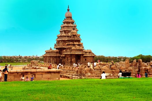 Famous shore temple in a south Indian state world heritage site