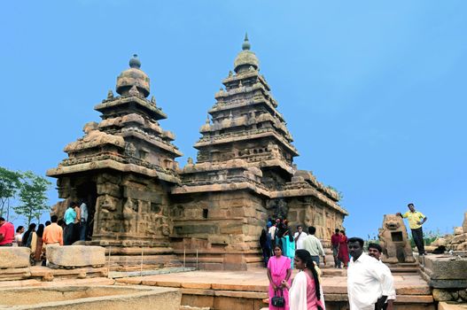 Famous shore temple in a south Indian state world heritage site