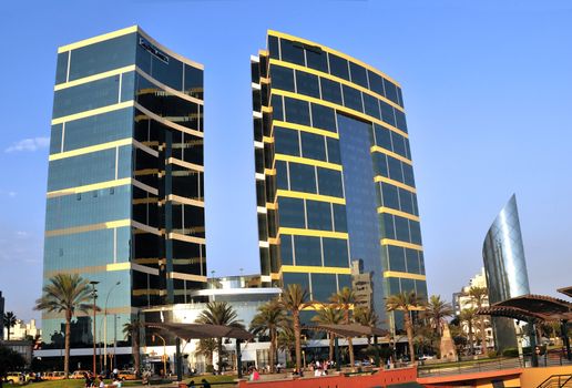 tall office buildings on a clear sunny day