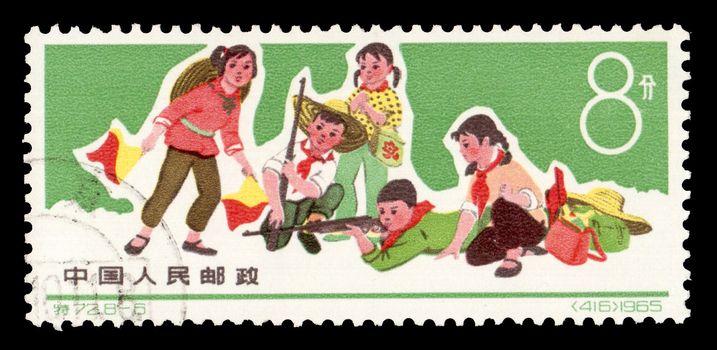 Asia - CIRCA 1965: A postal stamp printed in the Korea which shows Children play war, circa 1965. 