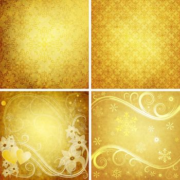 Set old yellow grunge paper for design 