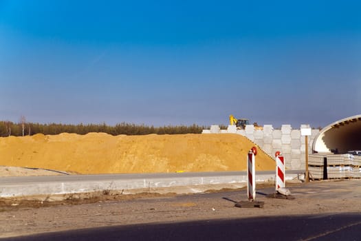 Industrial road works under the new motorway
