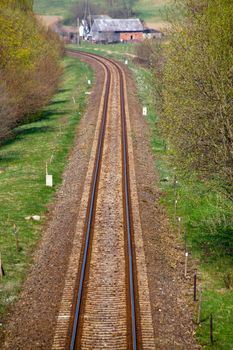 Aerial view of a railroad track
