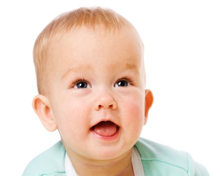 Happy Baby closeup portrait  isolated on white