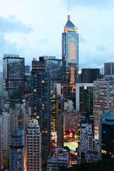 office building at night in hong kong