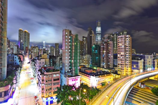 Modern urban landscape at night