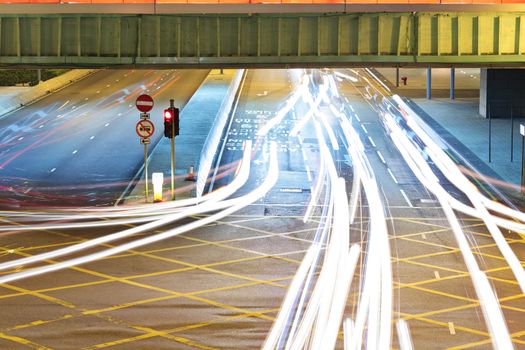 Traffic through the city at night