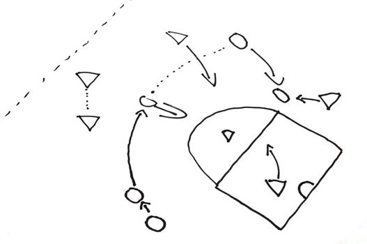 strategy or tactic plan of a ball game on white