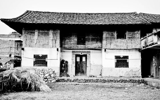 Xianyou, China - October 05:  An old farmhouse in a small village in China depicting the poverty that still exists in China on October 5, 2010.