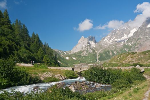 summer view of Veny valley in Courmayeur, Aosta Valley, Italy