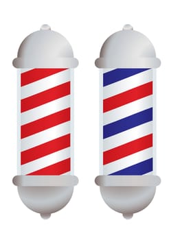 red and white stripe barbers pole with silver elements