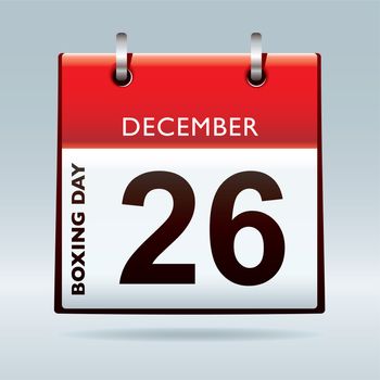 Simple red and white boxing day calendar icon