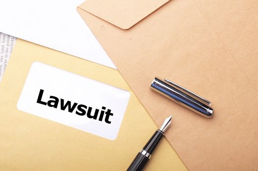 legal law or lawsiut business concept with envelope and word