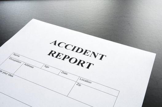 accident report form or document showing insurance concept