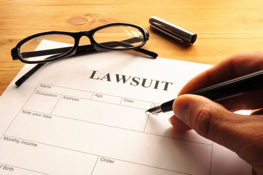 lawsuit form or document in business office