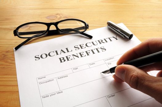 social security benefits form showing financial concept in office