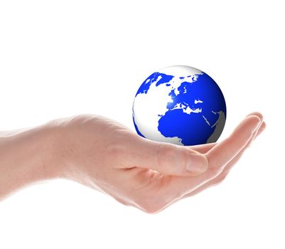 world or globe in your hands isolated on white background