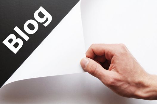 rss internet or web blog concept with hand holding paper