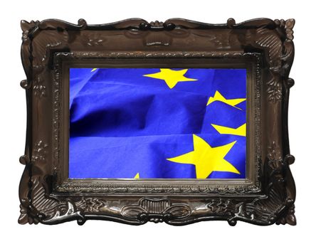 european union or eu flag in a image frame isolated in white background