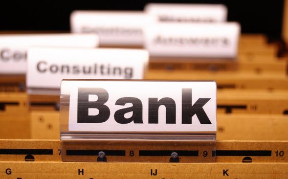 bank or banking word on tab folder showing finance or financial success concept