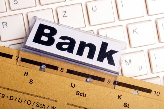 bank or banking word on tab folder showing finance or financial success concept