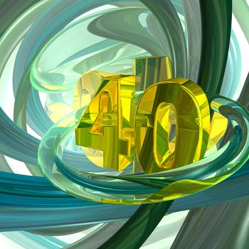 golden number forty in techno space - 3d illustration