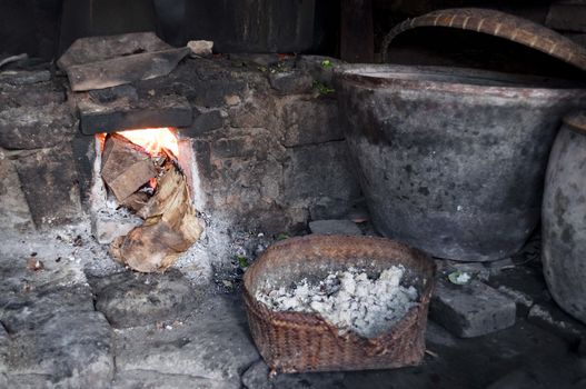 View of a traditional toraja kitchen interior