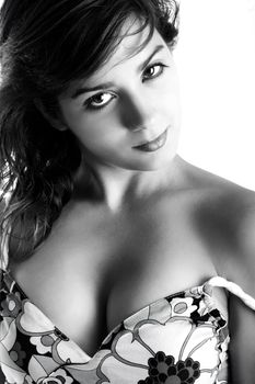 Black and white Portrait of beautiful young and sensual woman