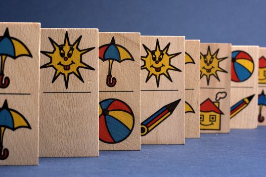 Some children's  wooden domino bricks