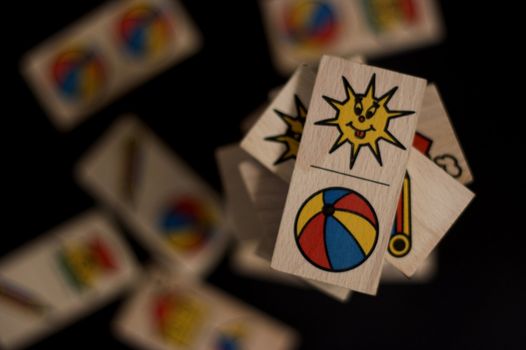 Some children's  wooden domino bricks