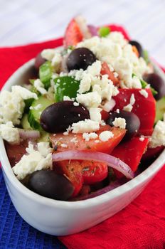 Greek salad with feta cheese and black kalamata olives