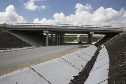 Motorway brigde  on blue sky
