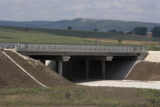 Motorway brigde  on blue sky
