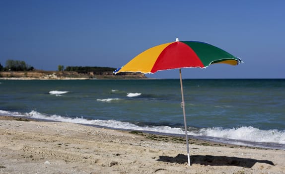 Color umbrella in the beach