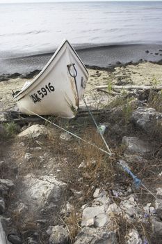 fishing boat standing on the coast