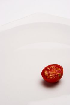 Tomatos in white plate close up