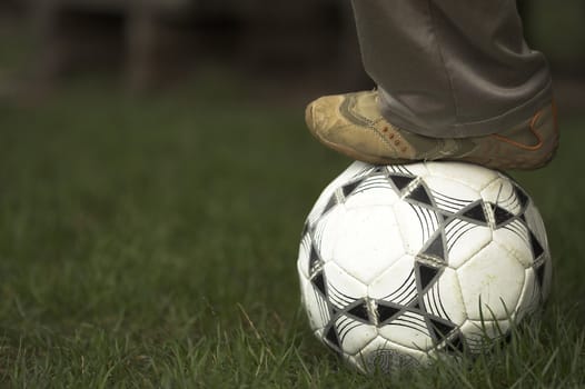 Soccer ball on the grass