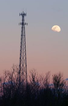 Cell Tower with moon.