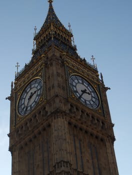 A close-up of Big Ben's clock faces.